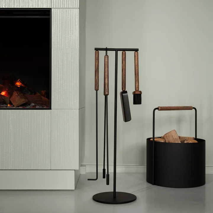 Blomus - Ashi 3-piece fireplace set, oak / brown