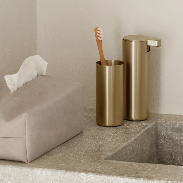 Blomus - Modo Soap Dispenser and Toothbrush Holder, Brass