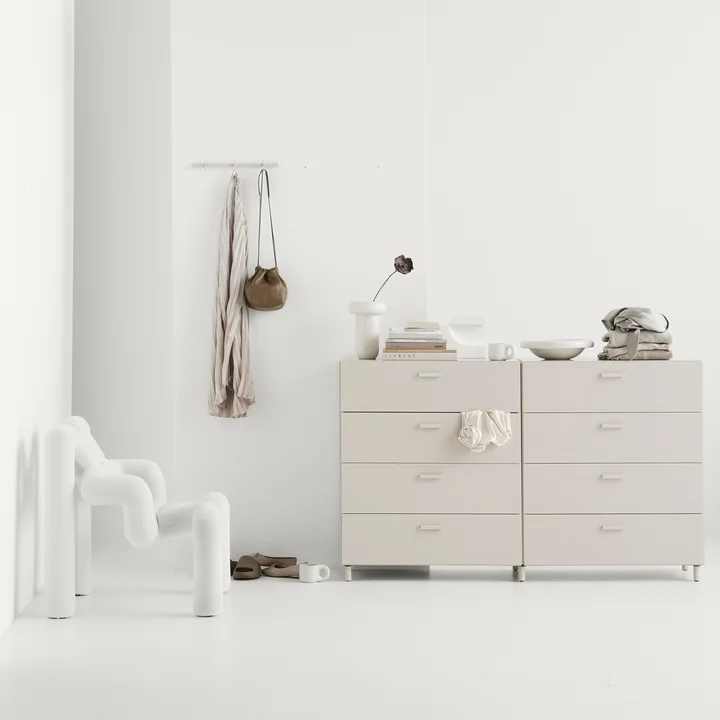 String - Relief Wide Chest of Drawers, Beige