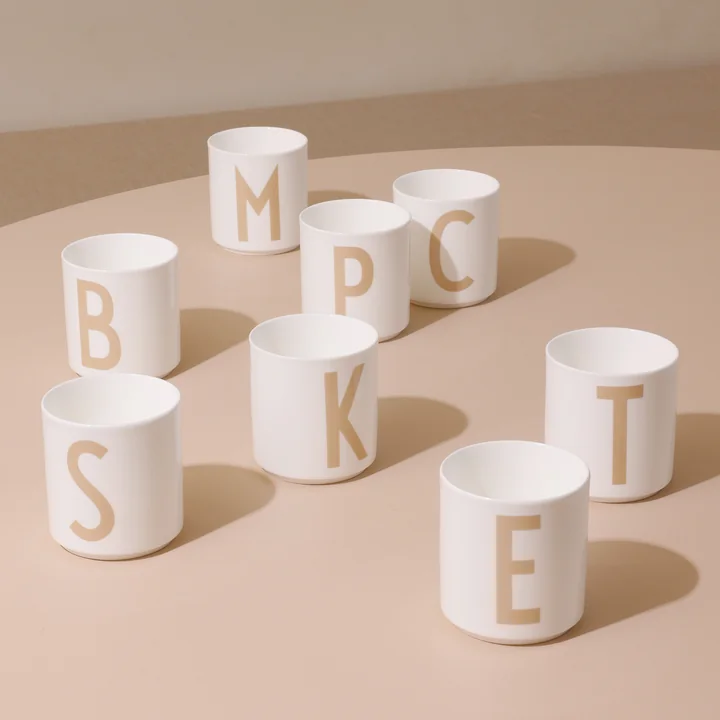 Design Letters - AJ Porcelain Mug, Beige/White
