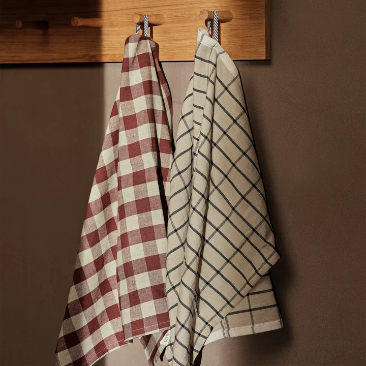 Ferm Living - " Hale " Dish Towel, Cinnamon / Grey Green
