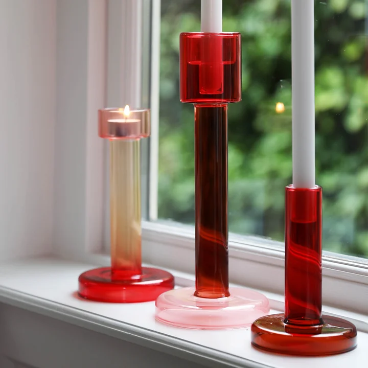 & klevering - Bole Candle Holder, M, Pink/Red