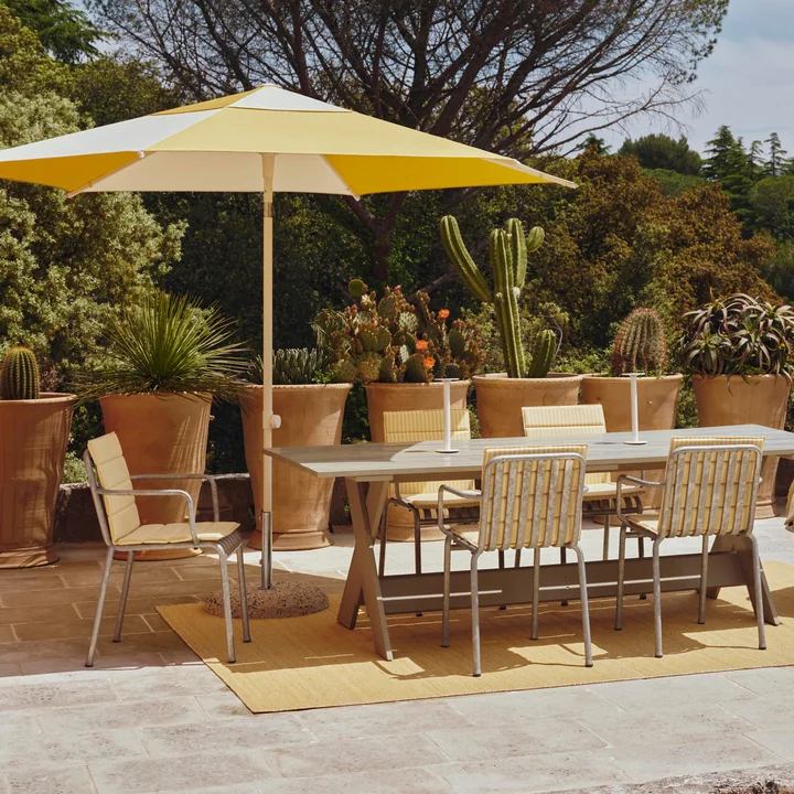HAY - Palissade Armchair, hot-dip galvanized, and Terrazza Parasol