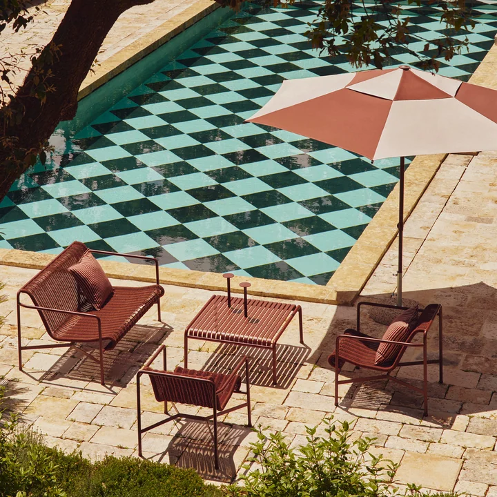 HAY - Terrazza Hexagonal Parasol, Ø 300 cm, off-white / burgundy