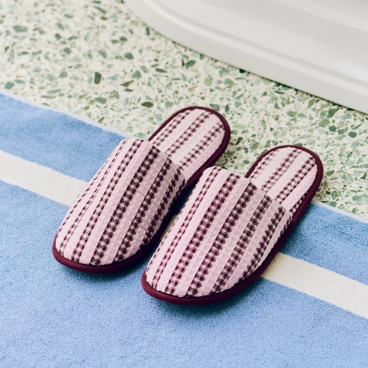 HAY - Waffle Slippers, Stripe Cool Pink