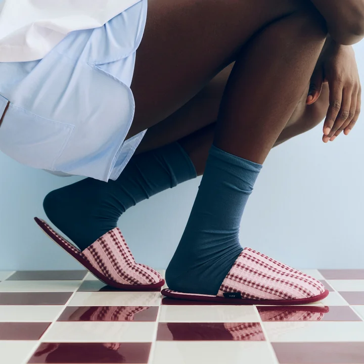 HAY - Waffle Slippers, Stripe Cool Pink