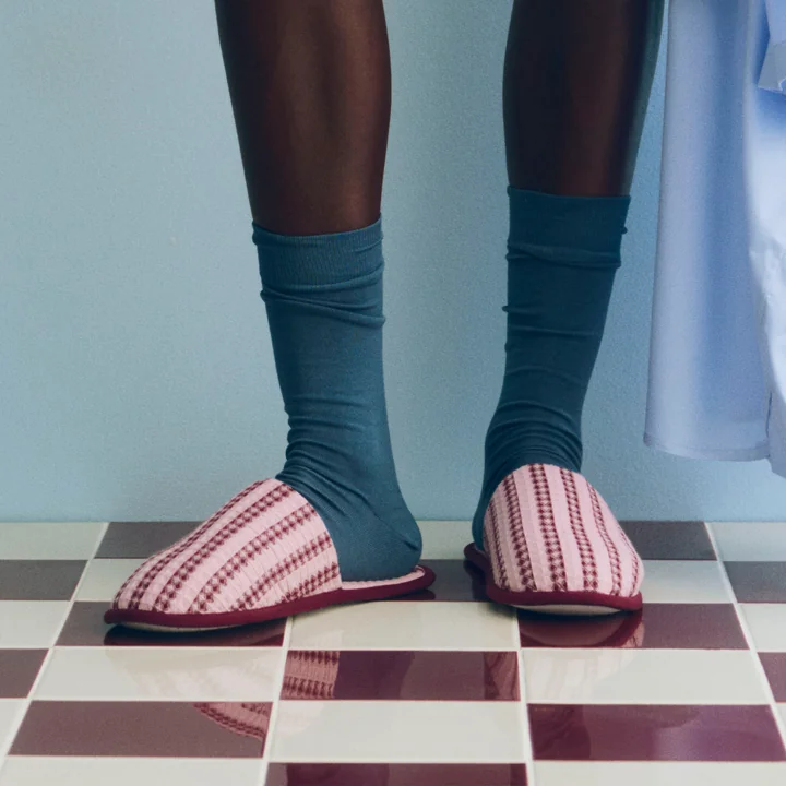 HAY - Waffle Slippers, Stripe Cool Pink