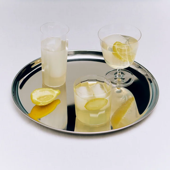 HAY - Essential Steel Round Serving Platter, Medium, Stainless Steel