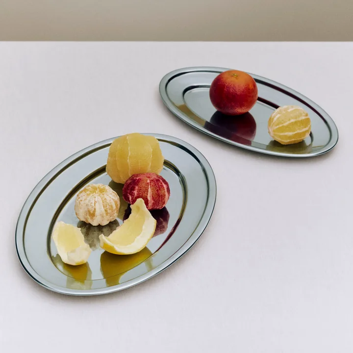 HAY - Essential Steel Oval Serving Platter, Large, Stainless Steel