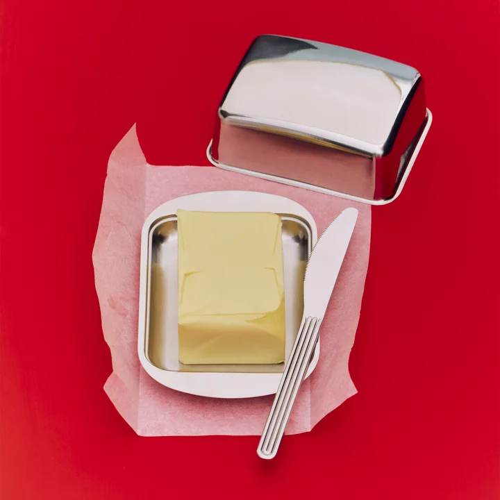 HAY - Essential Steel Butter Dish, Stainless Steel