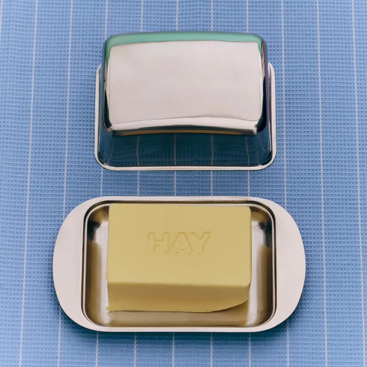 HAY - Essential Steel Butter Dish, Stainless Steel
