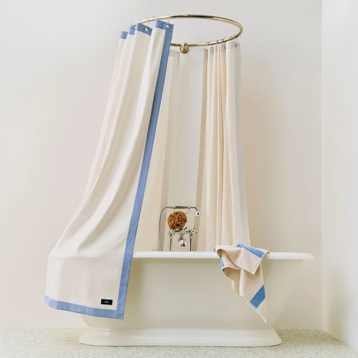 HAY - " Outline " Shower Curtain, cream / blue