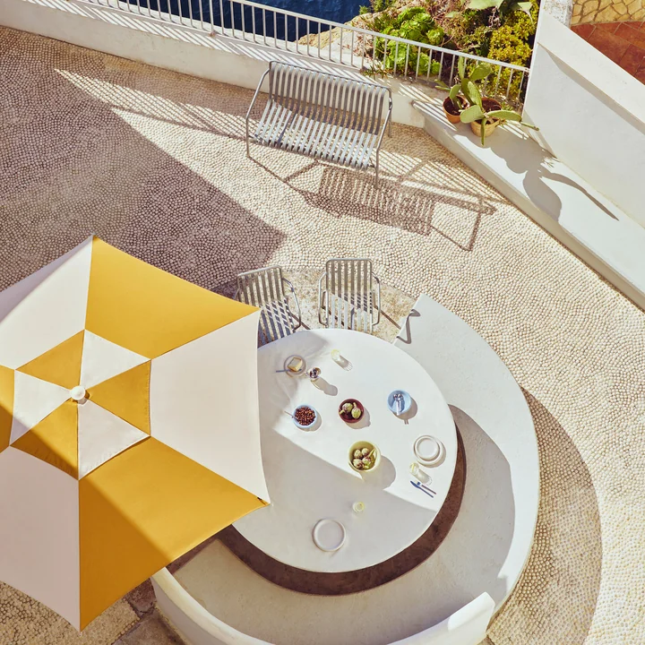 HAY - Terrazza Umbrellas, octagonal, Palissade armchair, Palissade bench