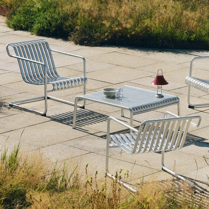 HAY - Palissade Side Table and Low Lounge Chair, hot galvanised