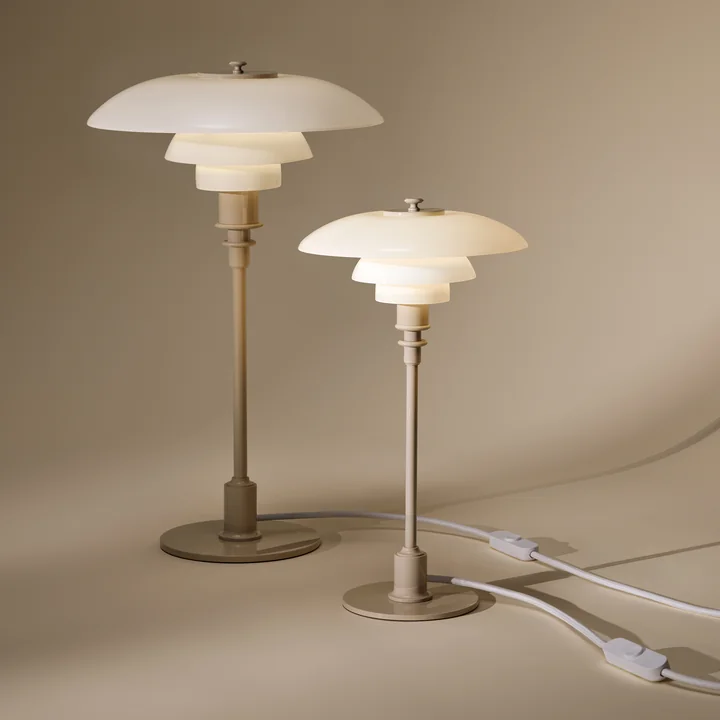 Louis Poulsen - " PH 3/2 " and PH 2/1 Glossy table lamps, beige