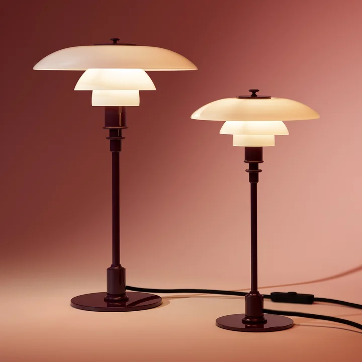 Louis Poulsen - PH 3/2 and PH 2/1 Glossy table lamps, burgundy