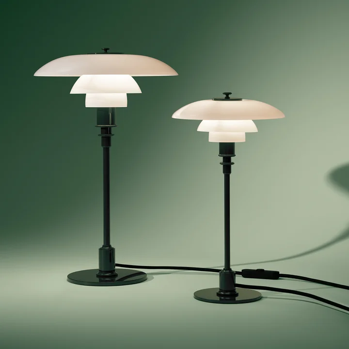 Louis Poulsen - " PH 3/2 " and "PH 2/1 Glossy" table lamps, deep green