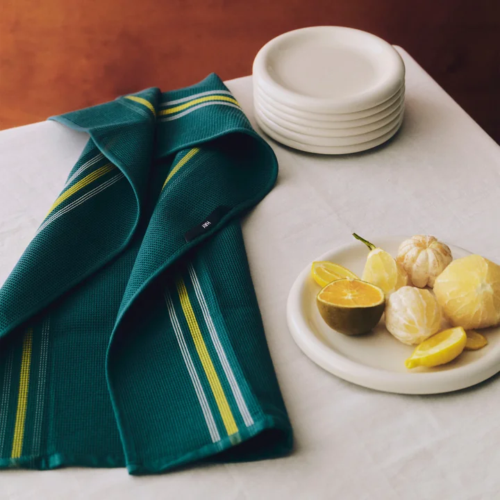 HAY - Canteen Dish Towel, Green/Yellow, Block Stripe