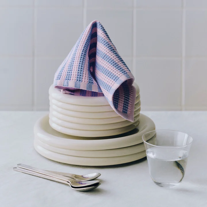 HAY - " Canteen " Dish Towel, Light Blue / Pink