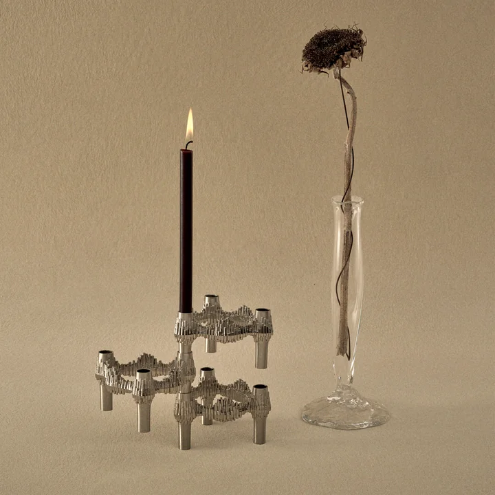 Stoff Nagel - Candleholder, brushed chrome Quist