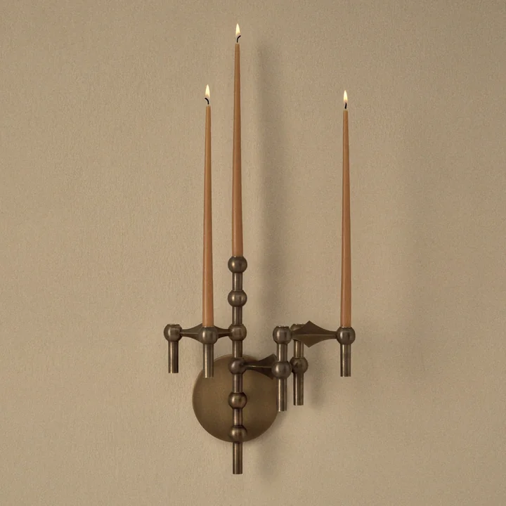 Nagel - Wall Mount for Candle Holders, Burnished Brass