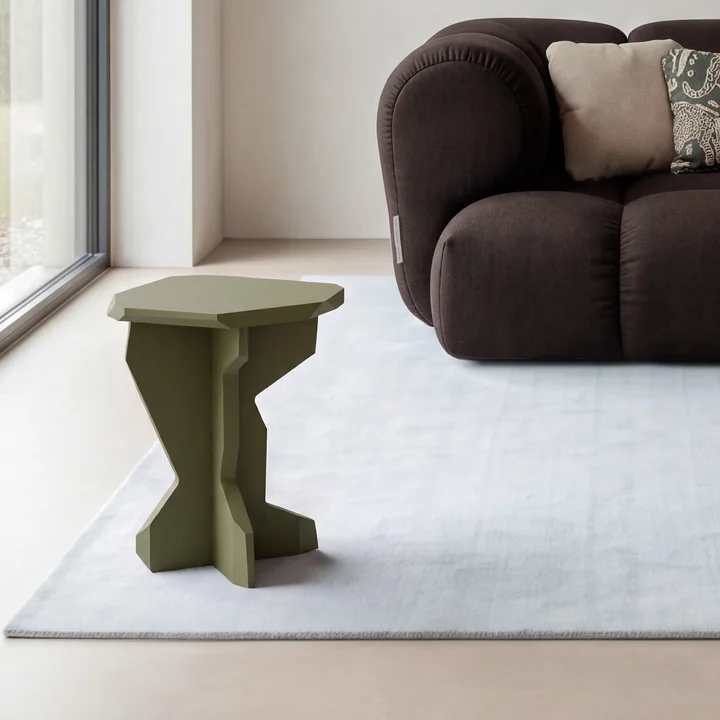OUT Objects of Our Time - Fels Stool, Solid Ash, Lacquered, Olive