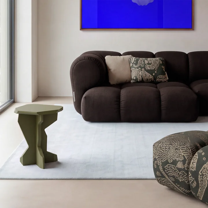 OUT Objects of Our Time - Fels Stool, Solid Ash, Lacquered, Olive