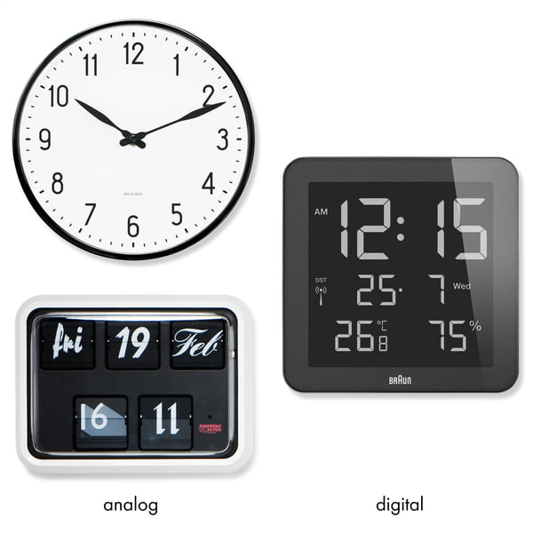 Wall clocks - analogue vs. digital