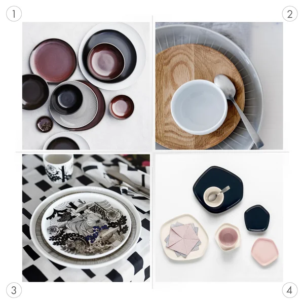 Mixed crockery on the dining table
