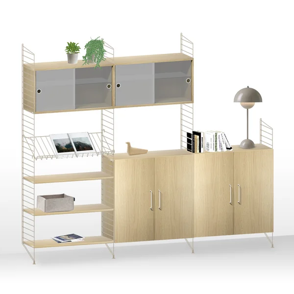 String - shelving system, oak