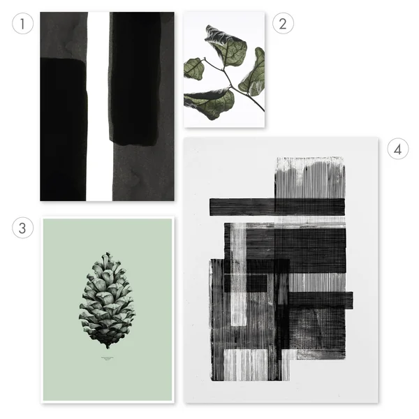 Poster in black and white with green accents
