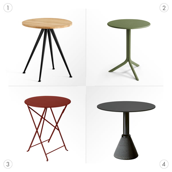 Bistro tables: materials for indoor and outdoor