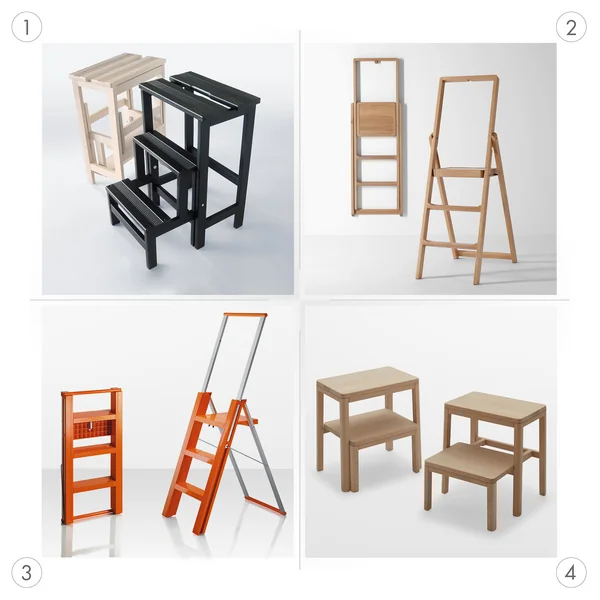 Folding mechanisms of designer stepladders