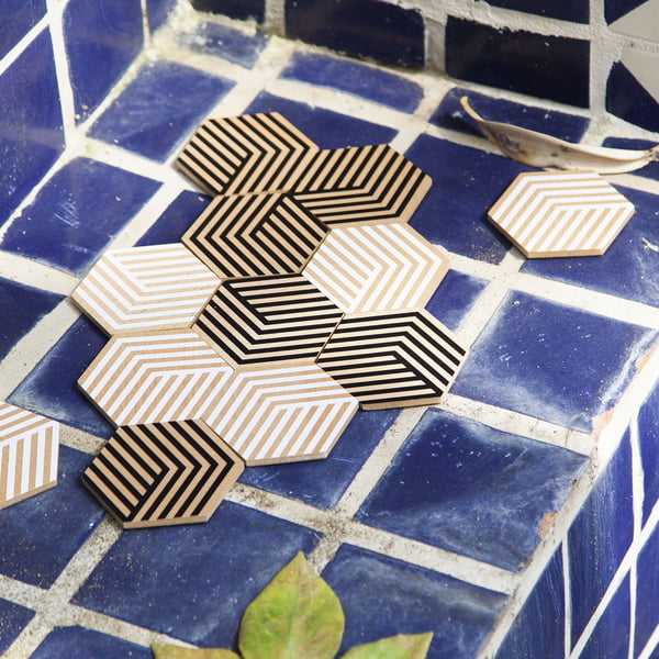 Table Tiles Optic Coasters from Areaware
