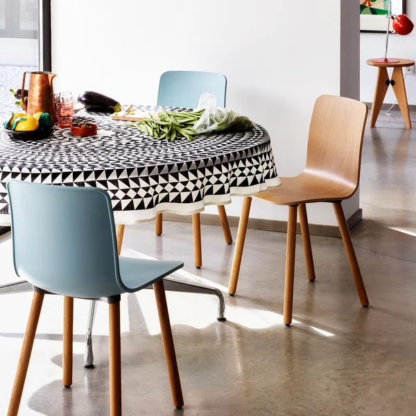 Hal Wood Chair and linen tablecloth Geometric from Vitra