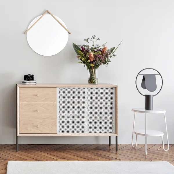 Gabin Sideboard with drawers from Hartô in oak / light gray (RAL 7035)