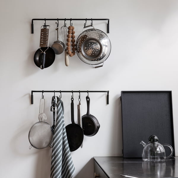 Kitchen bar incl. 6 hooks by ferm Living in black