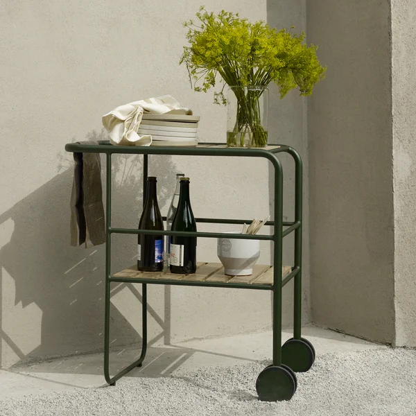Fuori serving trolley by Skagerak in hunting green / teak