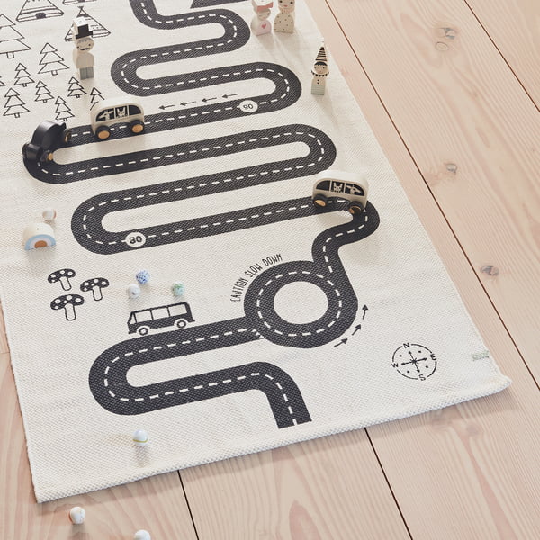 Adventure play carpet 180 x 70 cm from OYOY in black / white