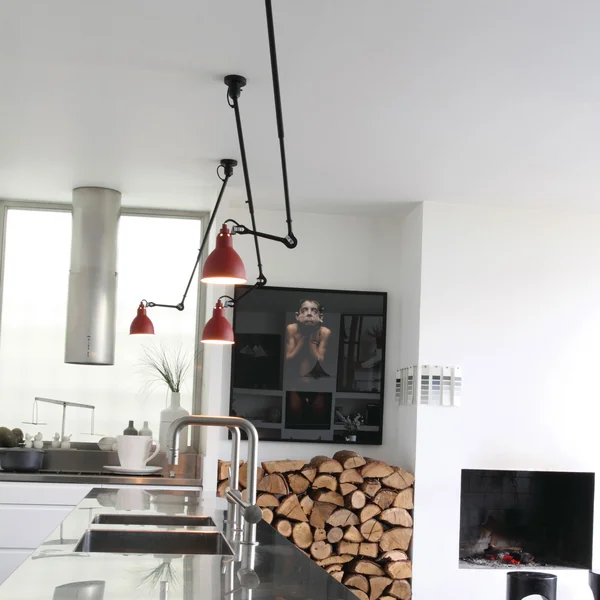 Lamp grass No 302 ceiling lamp from DCW in the kitchen