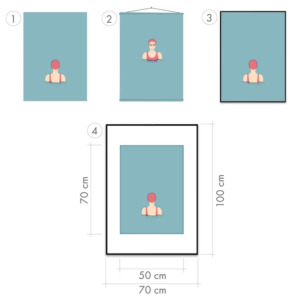 Coloured float poster with passepartout