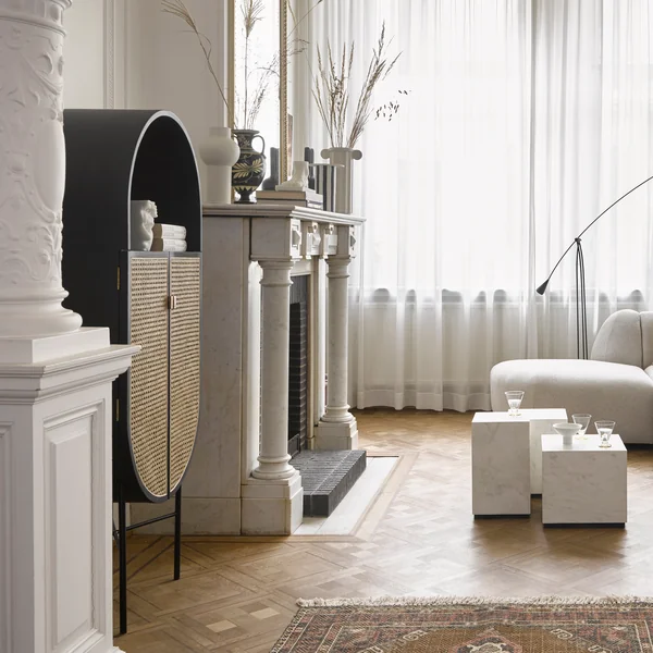 The retro cabinet oval, black from HKliving in the elegant living room