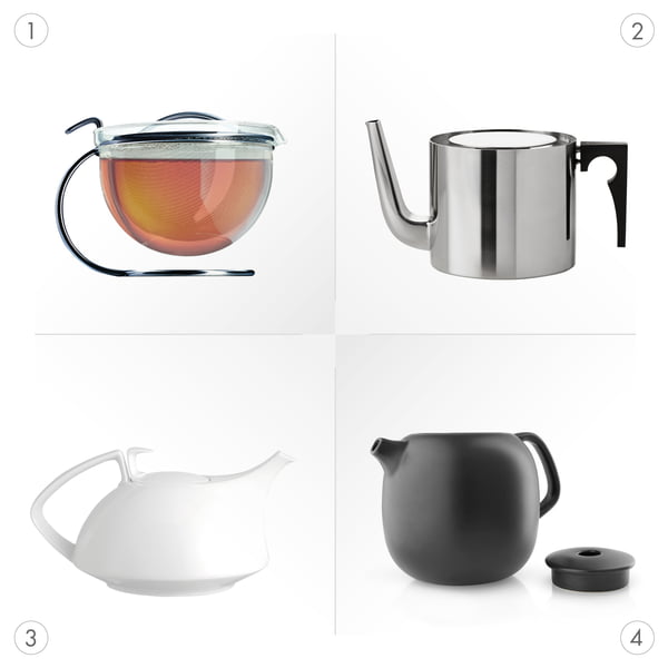 Glass, stainless steel, porcelain and ceramic teapots