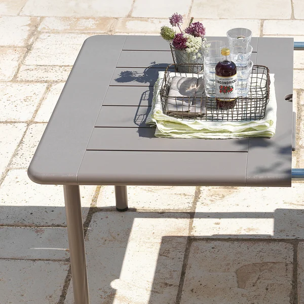 The Maestrale 220 extending table from Nardi is made of veneer and aluminium.