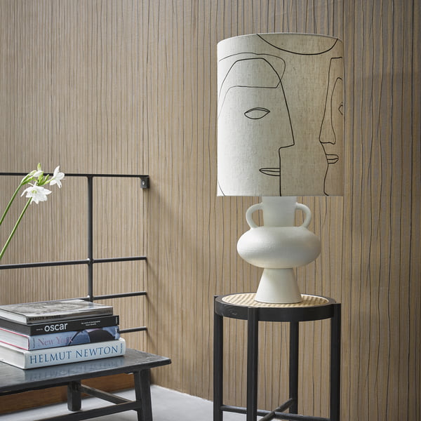 Stoneware table lamp base with handles and shade by HKliving
