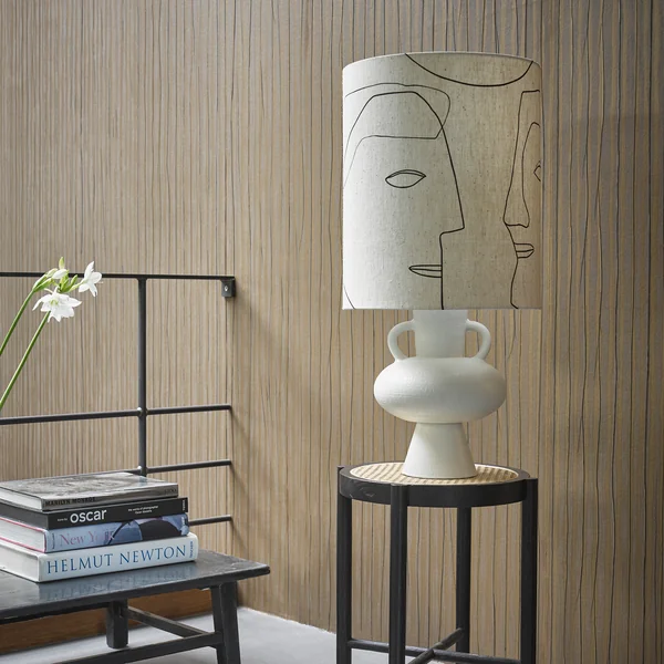 Stoneware table lamp base with handles and shade by HKliving